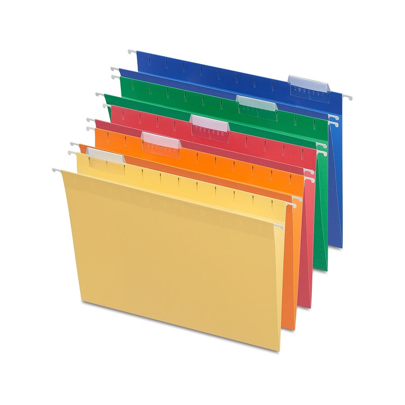 Staples Hanging File Folders, 1/5-Cut Tab, Letter Size, Includes Tabs & Paper Inserts, Perfect for Home, Office, Classroom, 25-Pack, Assorted Colors - Image 1